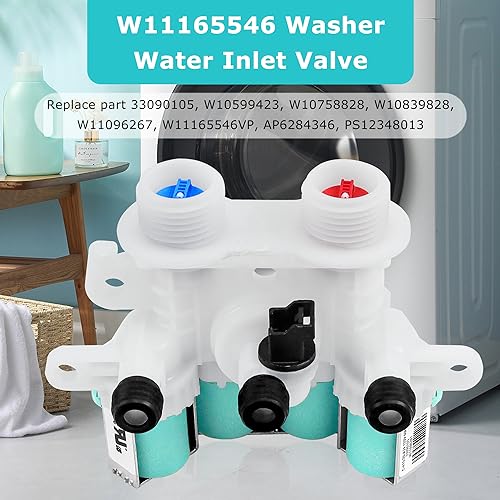 LUXRILIX Maytag Whirlpool Kenmore Washer Water Inlet Valve Replacement 33090105, Replaces W10599423 W10758828, 33090105,