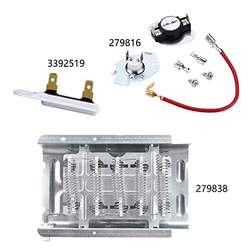 AMI Parts Dryer Heating Element 279838 W10724237 Fit Whirlpool Kenmore Maytag Amana Electric Cabrio Roper 70 80 Series M