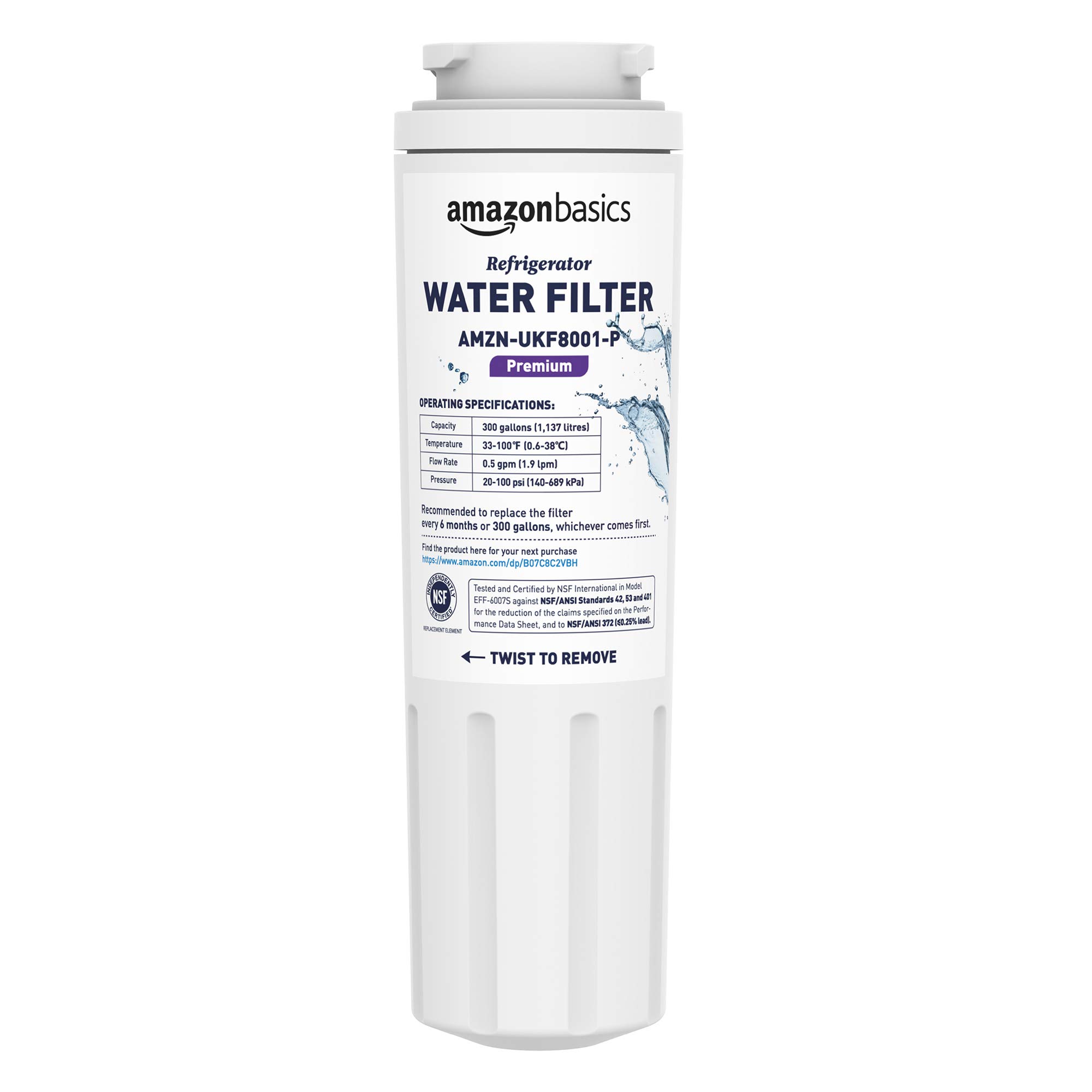 Amazon Basics Premium Filtration Maytag UKF8001 Refrigerator Water Filter Cartridge - Replacement for Cleaner Tasting Wa