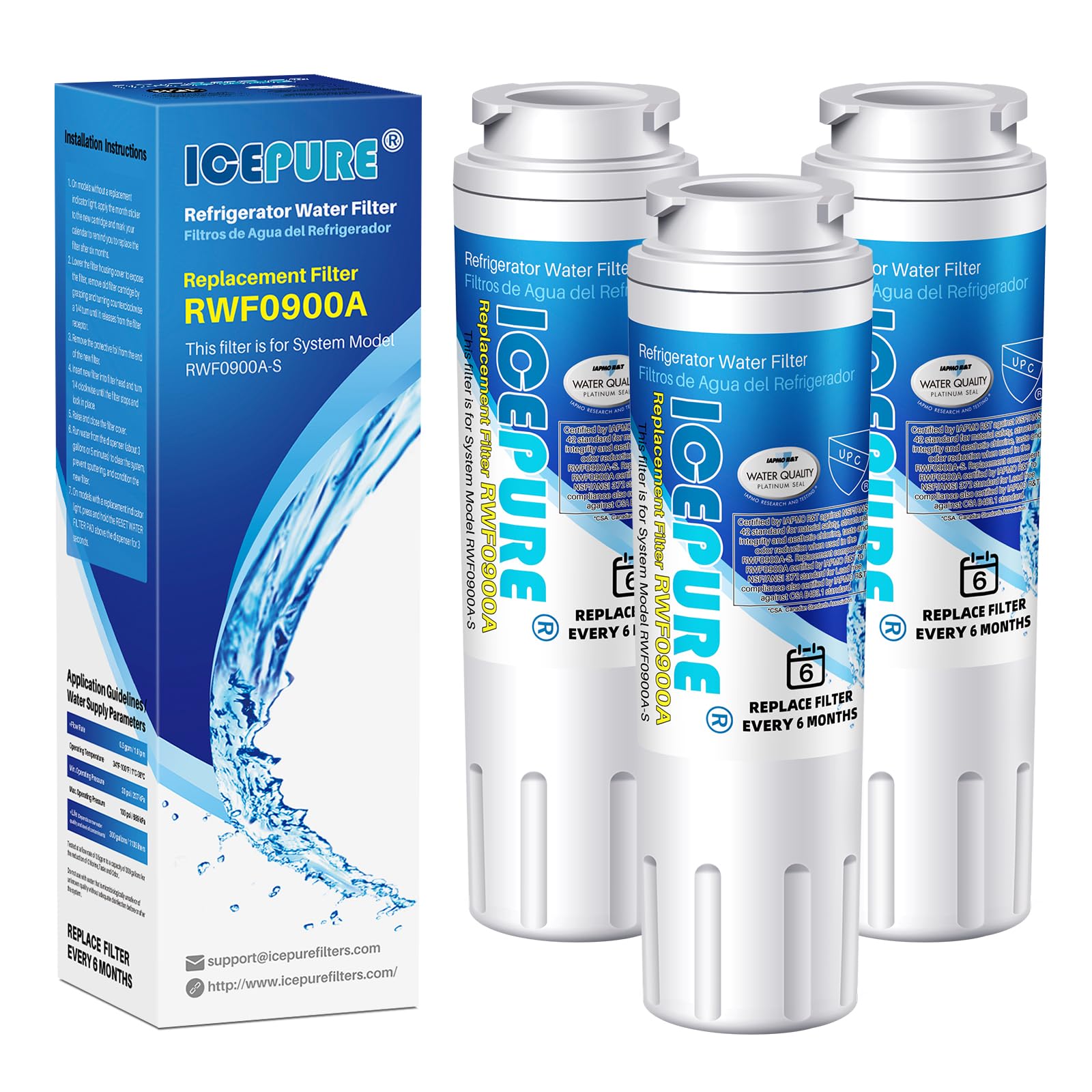 ICEPURE Puriclean II Compatible with Whirlpool EDR4RXD1, 4396395, Maytag UKF8001, UKF8001AXX, UKF8001P Water Filters Pac